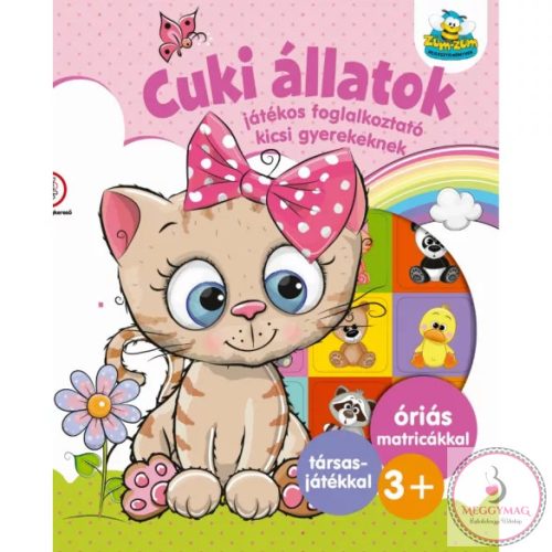 Cuki állatok - Játékos foglalkoztató kicsi gyerekeknek - Óriás matricákkal plusz társasjátékkal 3+