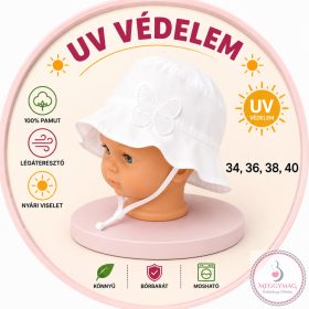 Minimanó nyári sapka (34, 36, 38, 40) - Pillangós fehér 