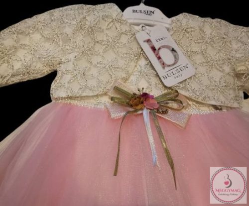 Alkalmi kislány ruha, koszorúslány ruha babáknak, rózsaszín, 80-as
