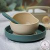 PETITE&MARS Szilikon étkészlet TAKE&MATCH 4 db Desert Sand - Misty Green 6hó+
