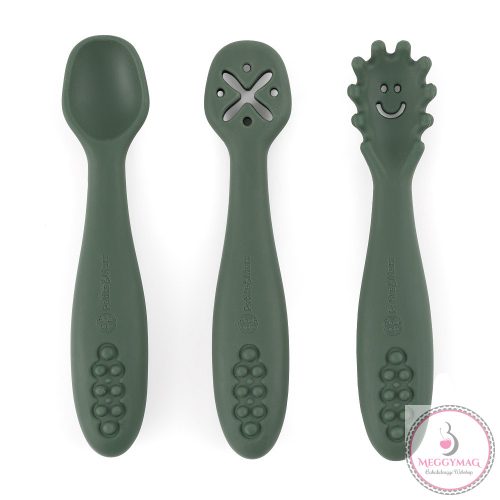 PETITE&MARS Szilikon gyakorló kanál szett 3 db Take&Match Misty Green 6m+