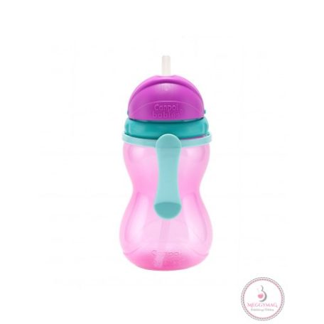 Canpol babies Szívószálas sport itatópohár 370 ml 12hó+ rózsaszín