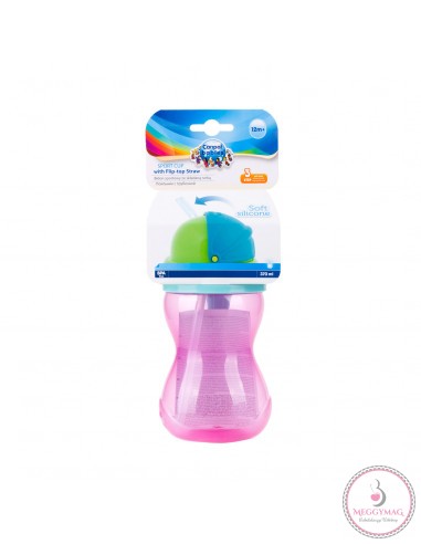 Canpol babies Szívószálas sport itatópohár 370 ml 12hó+ rózsaszín