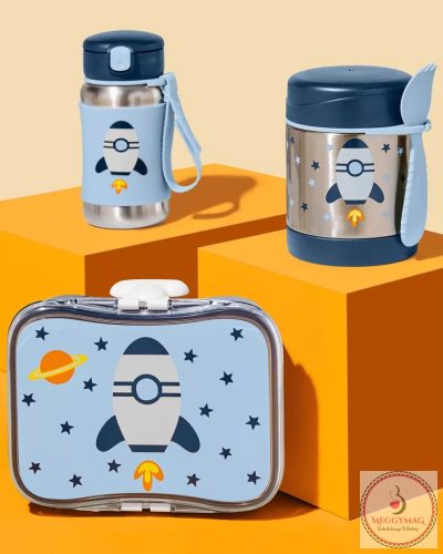 SKIP HOP Spark Style Rozsdamentes szívószálas vízüveg Rakéta 12hó+