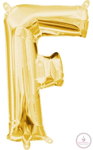 Gold, Arany mini F betű fólia lufi 33 cm