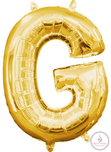 Gold, Arany mini G betű fólia lufi 33 cm