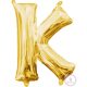 Gold, Arany mini K betű fólia lufi 33 cm
