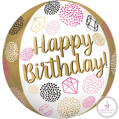 Happy Birthday gömb fólia lufi 38*40 cm