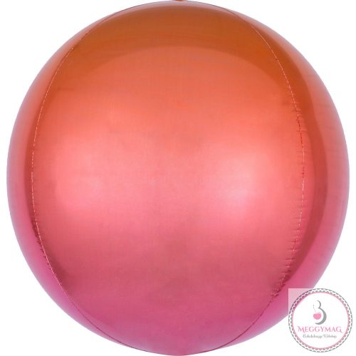 Ombré Red and Orange Gömb Fólia lufi 40 cm