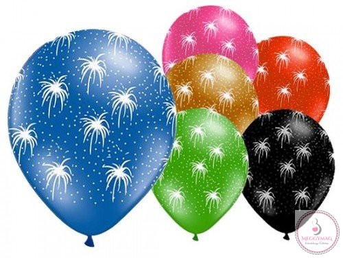 Tűzijáték Fireworks léggömb, lufi 6 db-os 11 inch (27,5 cm)