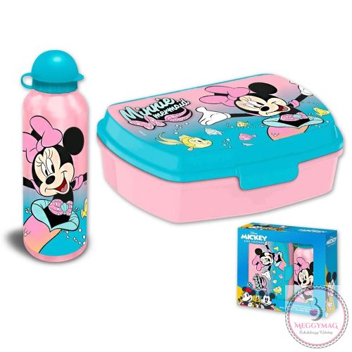 Disney Minnie Mermaid szendvicsdoboz + alumínium kulacs szett
