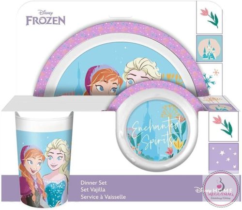 Disney Jégvarázs Enchanted étkészlet, micro műanyag szett Dobozban