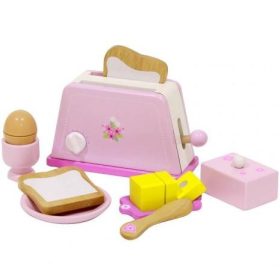 Fa játék kenyérpirító tartozékokkal (rózsaszín)