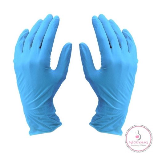 Latexmentes nitril gumikesztyű, L-es 20 db - kék