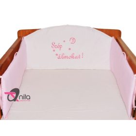   Rácsvédő, íves fejvédő kiságyba 200 x 25 cm hímzett rózsaszín - fehér