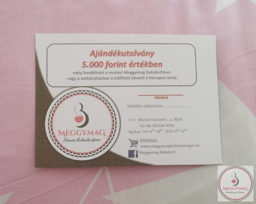 Ajándékutalvány, vásárlási utalvány - névre szóló 5.000 Ft 