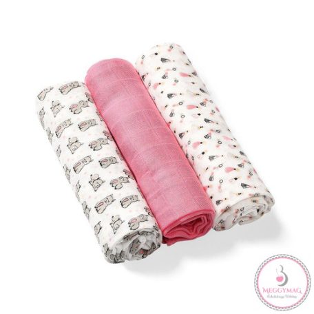 BabyOno színes textilpelenka bambusz 3db-os rózsaszín