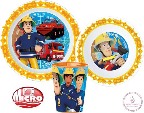 Sam a tűzoltó Rescue Mission étkészlet, micro műanyag szett, pohárral 260 ml