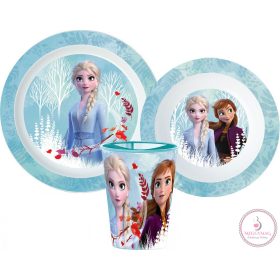   Disney Jégvarázs Blue Forest étkészlet, micro műanyag szett, pohárral 260 ml