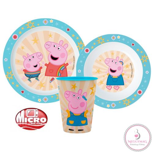 Peppa malac Kindness étkészlet, micro műanyag szett, pohárral 260 ml