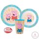 Peppa malac Kindness étkészlet, micro műanyag szett, pohárral 260 ml