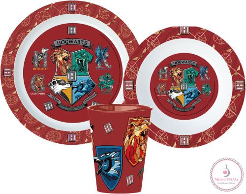 Harry Potter School Shields étkészlet, micro műanyag szett, pohárral 260 ml
