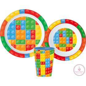 Lego mintázatú Bricks étkészlet, micro műanyag szett