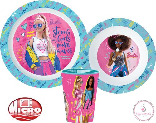 Barbie Stylish étkészlet, micro műanyag szett, pohárral 260 ml