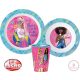 Barbie Stylish étkészlet, micro műanyag szett, pohárral 260 ml