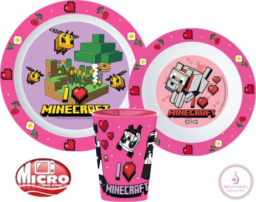Minecraft Girls étkészlet, micro műanyag szett, pohárral 260 ml