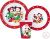 Disney Minnie and Mickey Karácsonyi étkészlet, micro műanyag szett, pohárral 260 ml