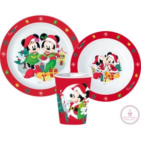   Disney Minnie and Mickey Karácsonyi étkészlet, micro műanyag szett, pohárral 260 ml