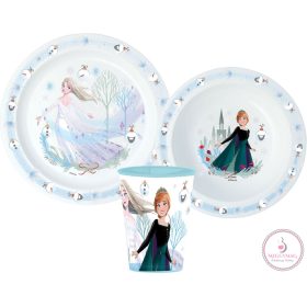   Disney Jégvarázs Royally Cool Karácsonyi étkészlet, micro műanyag szett, pohárral 260 ml
