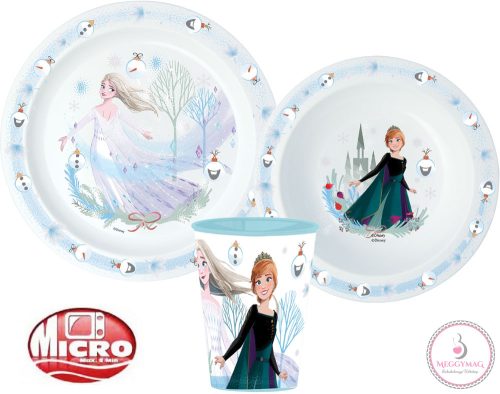 Disney Jégvarázs Royally Cool Karácsonyi étkészlet, micro műanyag szett, pohárral 260 ml