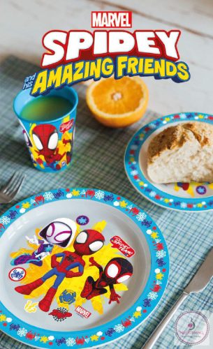 Pókember Spidey étkészlet, micro műanyag szett, pohárral 260 ml
