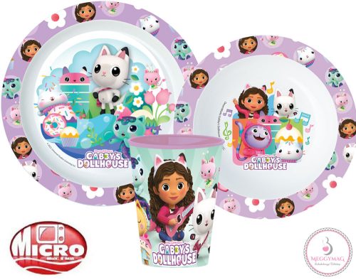 Gabi babaháza Wonderland étkészlet, micro műanyag szett, pohárral 260 ml