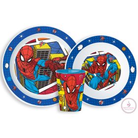   Pókember Grid étkészlet, micro műanyag szett, pohárral 260 ml