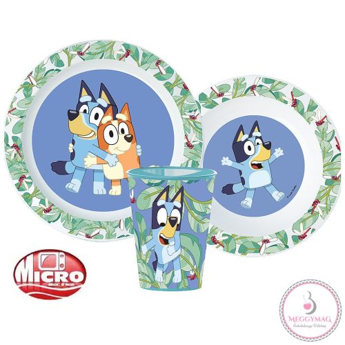 Bluey Leaves étkészlet, micro műanyag szett pohárral 260 ml