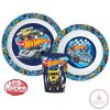Hot Wheels Blue Fire étkészlet, micro műanyag szett pohárral 260 ml