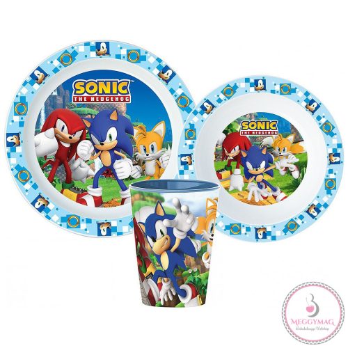 Sonic a sündisznó étkészlet, micro műanyag szett, pohárral 260 ml