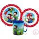 Super Mario Mushroom Kingdom étkészlet, micro műanyag szett bögrével 350 ml