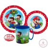 Super Mario Mushroom Kingdom étkészlet, micro műanyag szett bögrével 350 ml