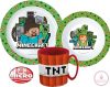 Minecraft Creeper étkészlet, micro műanyag szett bögrével 350 ml