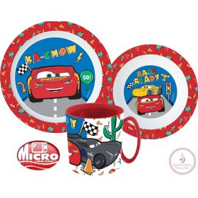   Disney Verdák Lets Race étkészlet, micro műanyag szett bögrével 350 ml