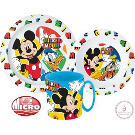   Disney Mickey Cool Summer étkészlet, micro műanyag szett bögrével 350 ml