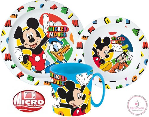 Disney Mickey Cool Summer étkészlet, micro műanyag szett bögrével 350 ml