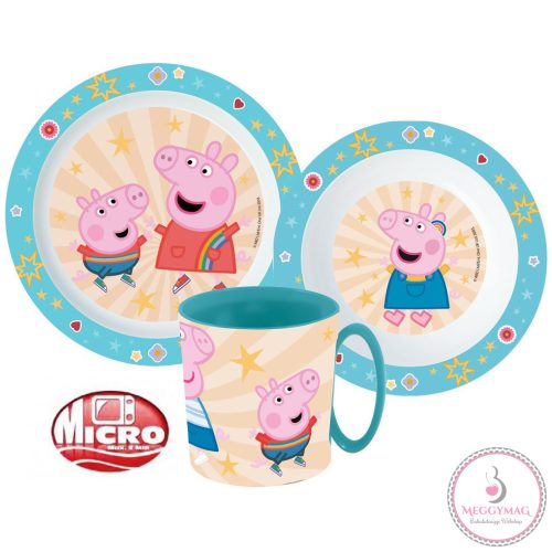 Peppa malac Kindness étkészlet, micro műanyag szett bögrével 350 ml