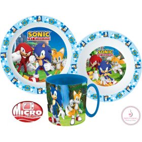   Sonic a sündisznó étkészlet, micro műanyag szett bögrével 350 ml