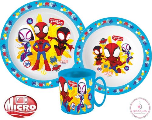 Pókember Spidey étkészlet, micro műanyag szett bögrével 350 ml