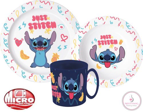 Disney Lilo és Stitch Palms étkészlet, micro műanyag szett bögrével 350 ml